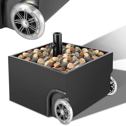 Daromigo Sonnenschirmständer mit Rollen 77kg Schirmständer Schwer für Schirmstangen 38/48 mm Bepflanzbar Schirmständer befüllbar mit Ablaufloch Schirmständer fahrbar für Terrasse Garten