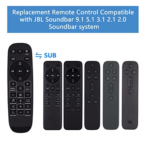 New Remote Control With Battery Replacement For Jbl 9.1 Soundbar Jbl 5.1 Soundbar Jbl 3.1 Soundbar Jbl 2.1 Soundbar Jbl 2.0 Soundbar Jbl Jbl2Gbar51Imblkam Bar 5.1 Surround Soundbar System #TOP1