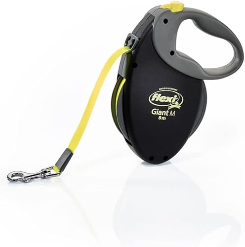 Flexi - Correa retráctil clásica para perros, mediana, negro neón