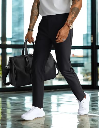 PJ PAUL JONES Mens Golf Pants 4-Way Stretch Lightweight Work Casual Trousers Slim Fit Dress Pants with Pockets2