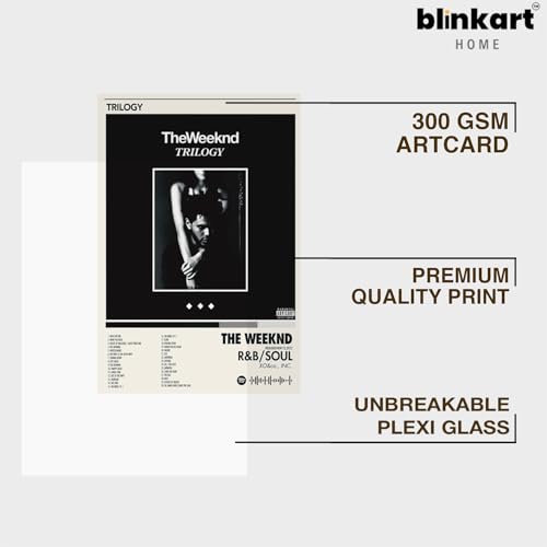 Image of BLINKART The Weekend- TRILOGY Wall Photo Frames | Wall Art for Bedroom, Living Room, Studio or Office | Album Cover Print with Spotify Song Link QR Code | Gift for Fans - 8x12 In