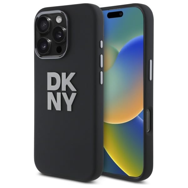 CG Mobile DKNY DKHCP16XSMCBSK Coque pour iPhone 16 Pro Max 6,9" Noir Silicone Liquide Logo Métal