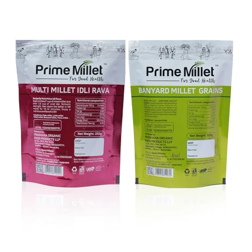 Image of Prime Millets Organic Multi Idli Rava | Whole Barnyard Grain | Pack of 2 (750g Each) | High Fiber | Healthy Digestive Meals | Premium Quality