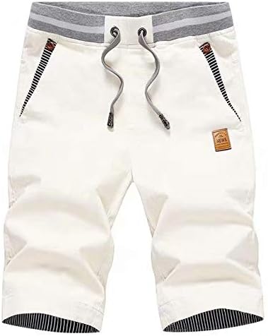 Tansozer Men's Shorts Casual Classic Fit Drawstring Summer Beach Shorts with Elastic Waist and Pockets (White, Large)