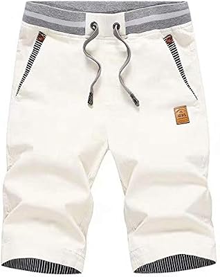 Tansozer Men's Casual Summer Beach Shorts with Elastic Waist, Drawstring, and Pockets - Classic Fit...