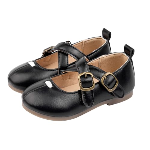 Toddler Girls Mary Jane Shoes Leather Soft School Wedding Strap Sneakers Baby Flat Non Slip Elegant Birthday Shoes