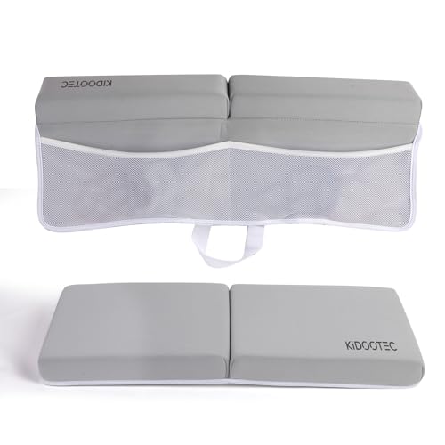 Image of KIDOOTEC Baby Bath Kneeler and Elbow Rest Pad for Baby Bathing Parents, Non-Slip for Baby and Toddler Bathing, Painless Foam Mat with Toy Organizer Pockets Support Large Bathtub, Quick Drying (Gray)