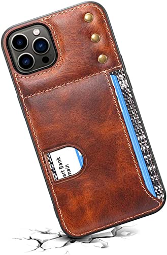 Coque iPhone 14 en cuir de vache rouge avec porte-cartes intégré de 6,1 pouces - 5