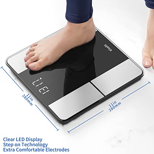 Vitafit Smart Scale for Body Weight and Body Fat Analyzer, Over 20Years Weighing and Body Composition Professional, Digital Wireless Bathroom Scale for BMI Fat Water Muscle with App,400lb, Black