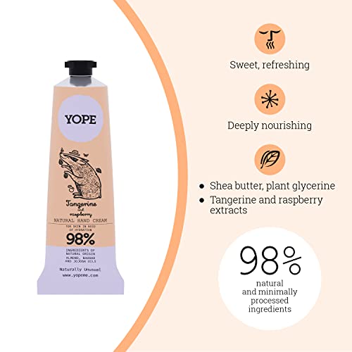 YOPE Natural Hand Cream Sweet Almond, Baobab, Jojoba Oil Shea Butter Provitamin B5 Strong Moisturising Tangerine and Raspberry 50ml - Image 2