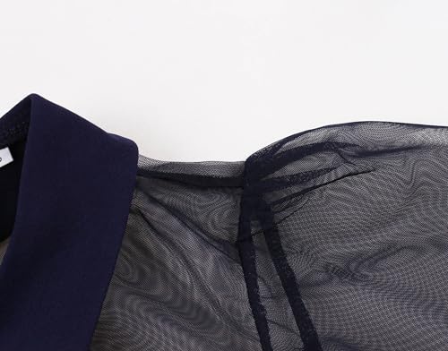 Wellwits Women's Flare Sleeves Mesh Illusion Short Vintage Cocktail Dress4