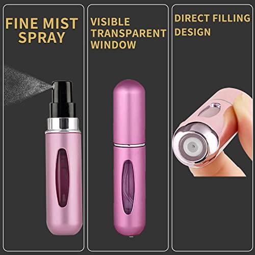 Perfume Atomiser Underfill Spray Bottle, 2 PCS Refillable Empty Mini 5 ml Fragrance Bottle Dispenser Portable for Home Travel Business Trip Outdoor Activities (Silver & Pink
