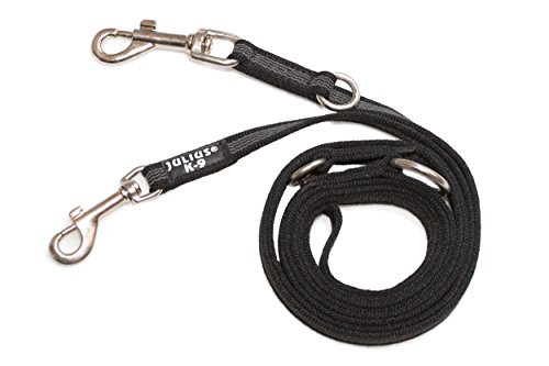 IDC Color & Gray verstellbare Leine mit Doppelkarabiner, 14 mm x 2,2 m, Schwarz-Grau