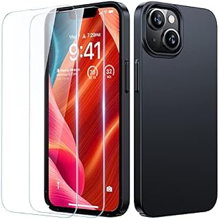 TORRAS Ultra Thin iPhone 14 Case and Screen Protector [Tough Protective yet Slim Grip]Hard iPhone 14 Phone Case Slim Silky Velvety Matte Thin Phone Case for iPhone 14 Cover Case Black(OriginFit Serie)