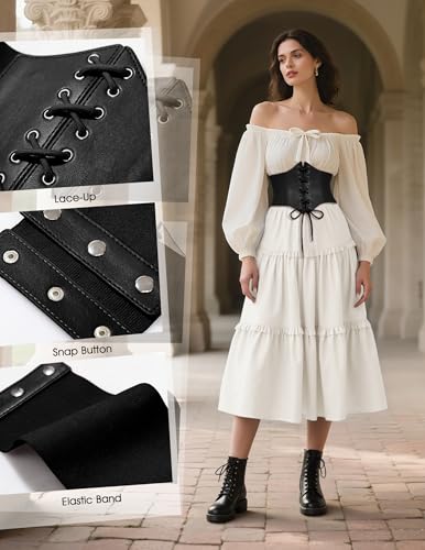 Wedtrend Women's Corset Belt Lace-Up Tied Elastic Waist Belt Renaissance Corset Vintage Belts for Dresses3