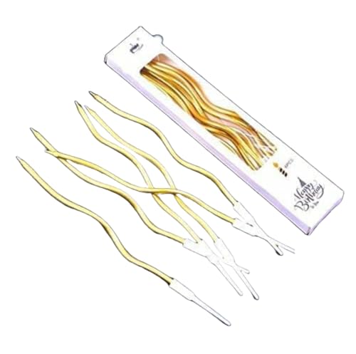 Image of Unscented Party Twisty Metallic Golden Spiral Candles-6Pc, Twisty Candles for Birthday, Baby Shower, Wedding Anniversary Party & Cake Decoration