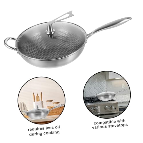 Wok de acero inoxidable con tapa y superficie antiadherente miniatura 6