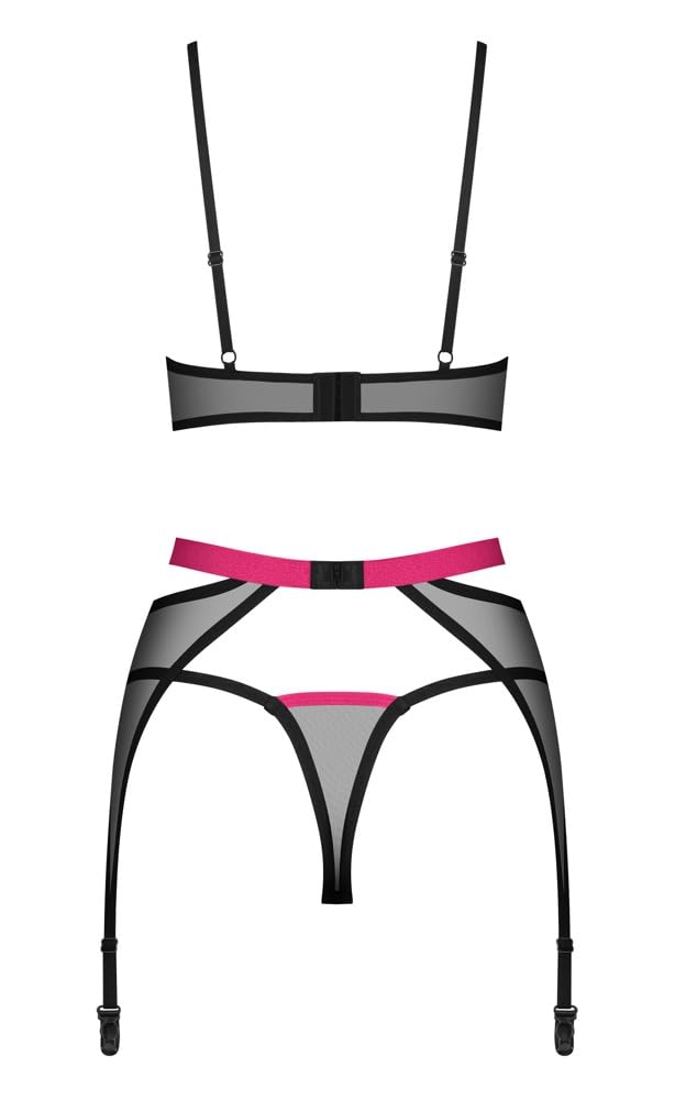 Obsessive Novenes Dessous-Set, Schwarz, XL/XXL