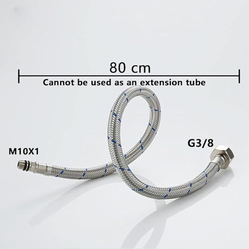 2 Stück Anschlussschlauch Armatur G3/8 x M10, Geflochtener Edelstahl Flexschlauch Verlängerung Panzerschlauch 80cm für Mischbatterie, Wasserhahn 3/8 Zoll