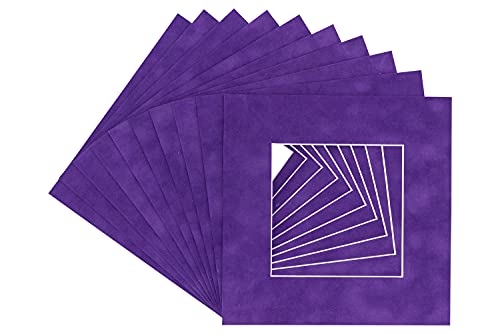 Purple Crocus Suede Acid Free 13x13 Square Picture Frame Mat with White Core Bevel Cut for 9x9 Pictures - Fits 13x13 Frame - Pack of 1 Matboard Show Kit With Acid Free Backing & Clear Bag