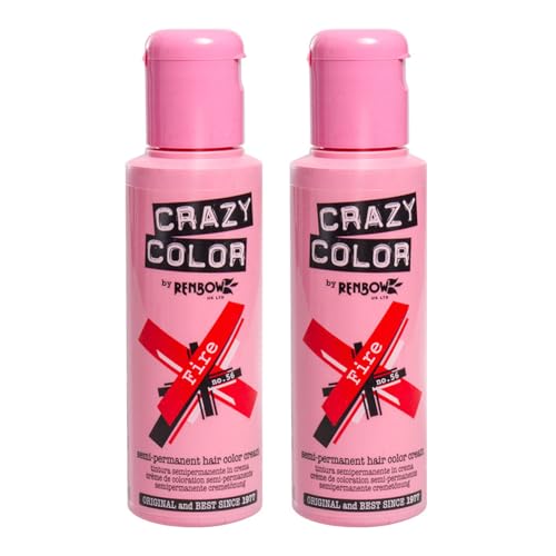 Tinte capilar semi-permanente de Crazy Color 100ml (Fire Red - rojo fuego)