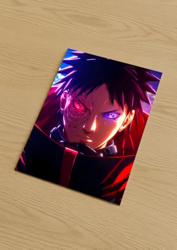Image of NIJUKA Anime Printed Metal sheet Poster For Home And Room Decoration | For Anime Art Fans Boys And Girls (Obito sharingan and Rinnegan)