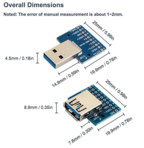 Adaptador USB 3.0 Tipo A Macho y Hembra Breakout Board 6 Pzas miniatura 6