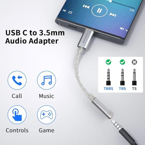 Image of AUDIOCULAR D07 Slim CX31993 Portable DAC Dongle Connector Mobile Audio Adapter, Type C to 3.5mm DAC for iPhone 16 Series /15 Series, Galaxy S25 / S24 & Other Type C Phones