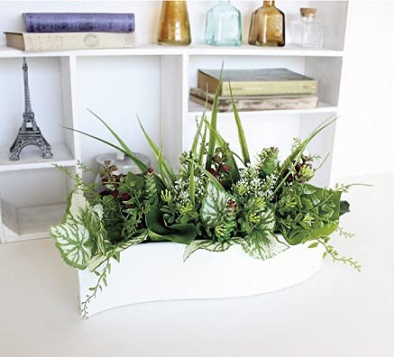インテリアグリーン　フェイク　　観葉植物アレンジメント Amazon｜寄せ植えグリーンアレンジ 造花 インテリア 観葉植物