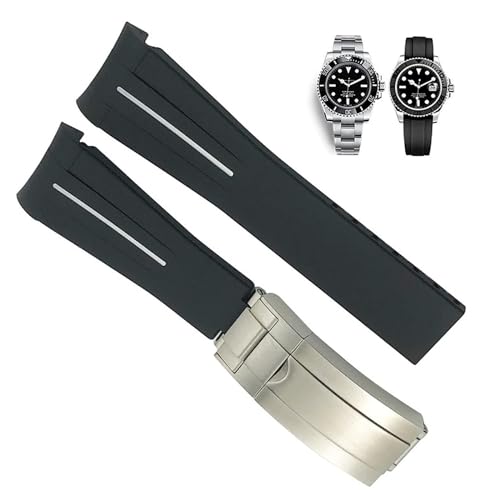 Bracelet montre caoutchouc 20mm finition incurvée haute durabilité