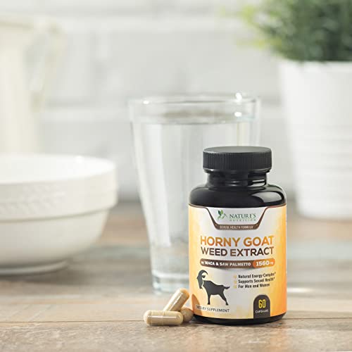 Extra Strength Horny Goat Weed Extract For Men & Women - 1560Mg 3X Strength, Performance, Energy, Drive, Size, Stamina With Maca, Saw Palmetto, Ginseng, L-Arginine & Tongkat Supplement - 60 Capsules #TOP6