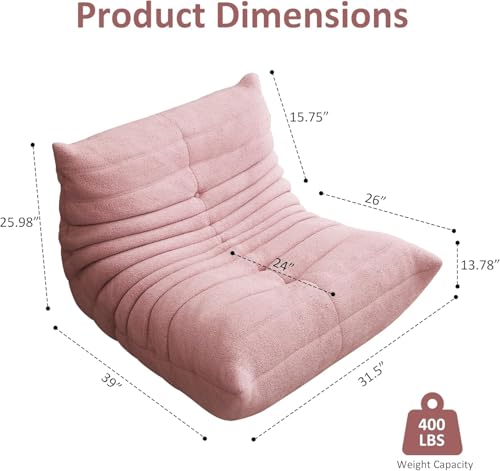 Image of Giant Bean Bag Chair for Adults,Comfy Single Floor Fireside Chair with Memory Foam,Cozy Accent Sofa Couch Boneless Chaise Loungefor Small Room Living Room Bedroom Gaming Room(Pink, Single)