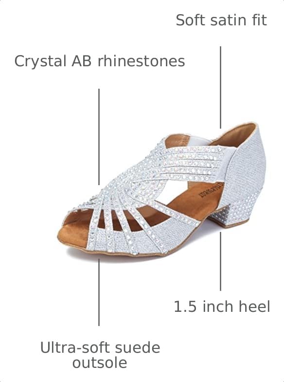 Image of TTdancewear Women Rhinestone Dance Shoes Ballroom Latin Salsa Bachata Performance Dance Dancing Shoes