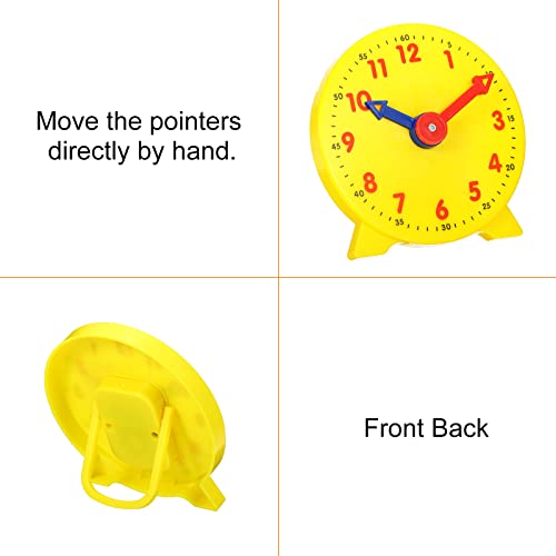 Image of PATIKIL 4 inch Teaching Clock, 2 Pack Learn Clock Learning Tell Time Analog Clock Demonstration Clock 12 Hour 2 Pointers for Classroom Teacher, Yellow