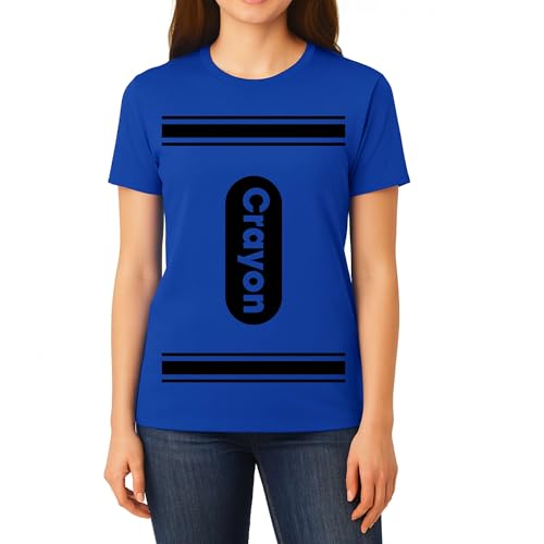 Funny Crayon Halloween Shirt Costume T-Shirt for Women and Teens - Royal Blue Small
