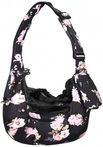 Miniatura 7 de MOSISO Bolsa transportadora para perros y gatos, bolsa de mano Camellia manos libres, correa acolchada ajustable, de poliéster transpirable, suave,