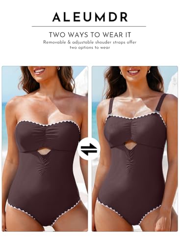 Aleumdr One Piece Swimsuit Women Cut Out Bathing Suits Color Block Womens Swimsuits Swimwear2