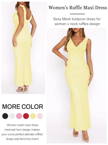 Women Sexy Sleeveless V-Neck Ruffle Backless Summer Dresses Long Formal Dress for Women Cocktail Party Prom Dress2