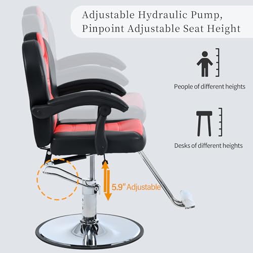 Image of Heavy Duty Barber Chair for Hair Stylist,Professional Hair Salon Stool with Footrest,Adjustable Seat Height 37.4-42 inch Barber Beauty Equipment for Hair Stylist Spa Shampoo