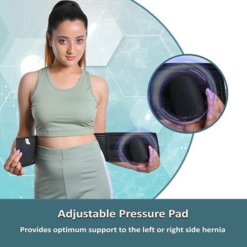 Image of Wonder Care Polyester, Umbilical Black Hernia Belt Pain Relief Support Brace With 1 Removable Compression Pad For Men & Women (Xxl)
