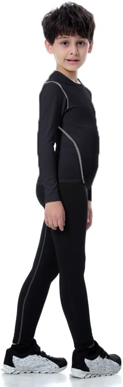 BEGIANT Boys Thermal Long Underwear Set Hockey Base Layer 2 PCS Kids Long Sleeve Compression Shirt & Soccer Leggings 2