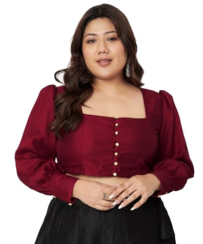 Image of studio rasa Women's Plus Size Chroma Button Down Crop Top for Wedding Festive Party