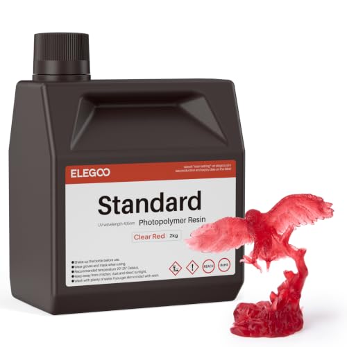 Image of ELEGOO Standard 3D Printer Resin 405nm Photopolymer Resin LCD UV-Curing Resin for Mars Saturn Jupiter MSLA DLP LCD 3D Printing Clear Red 2000g