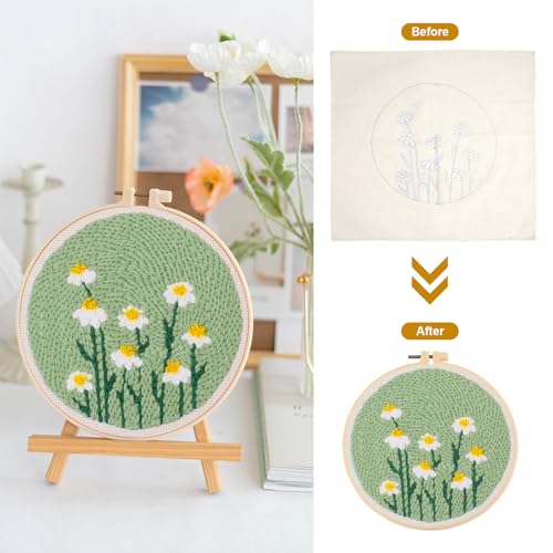 TESSTSY Punch Needle Blumenstickerei Starter Set mit Stickrahmen und Anleitung – Bild 5