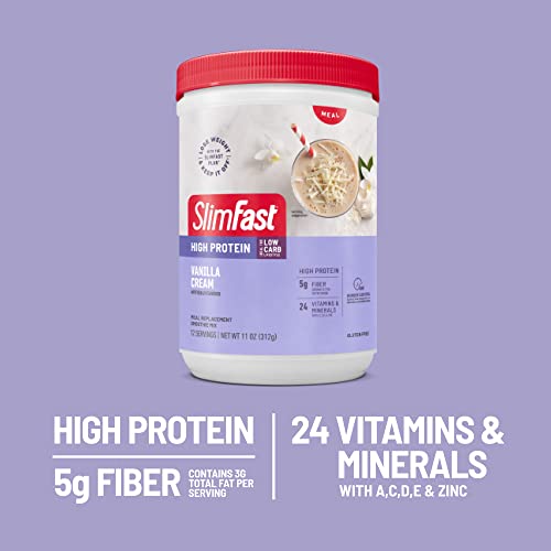 Slimfast High Protein Meal Replacement Smoothie Mix, Vanilla Cream, Weight Loss Powder thumb #4