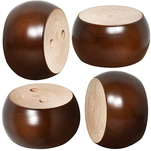 Aoryvic 2 Inch Wooden Bun Feet For Furniture Round Sofa Bed Leg With Screws Set Of 4 (Brown) #TOP2