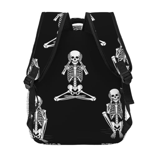 Anti Theft Business Travel Backpack Funny Skeletons Skull Three Monkey College Daypack, Secure and Practical4