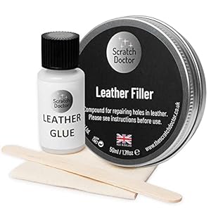 Scratch Doctor Lijm en vulmiddel voor leder, repareert scheuren, barsten, krassen, gaten op lederen meubels, banken, stoelen, autostoelen (chocoladebruin, 50ml)