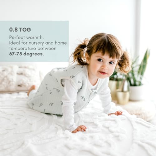Image of Tealbee Dreamsuit Toddler Sleep Sack with Feet - Walker Sleep Bag with Legs, Rayon made from Bamboo, Summer 0.8 TOG, 2-Way Zipper, 3T-4T - Croissant
