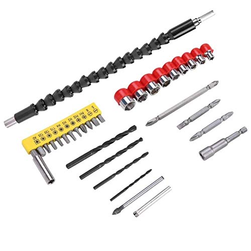 Auoeer Power Tool Accessories, 28pcs Drill Bits Set Including 18pcs Screwdriver Bit 9pcs Screw Extractor 1pc Shaft Drill